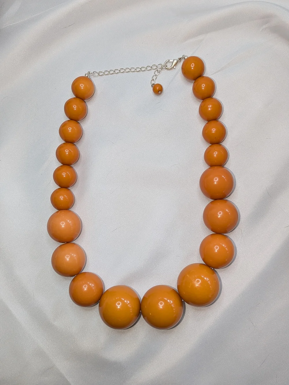 Vintage Style Chunky Orange Graduated Bead Necklace - Women Jewelry